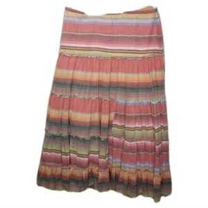 Tasha Polizzi Tiered Maxi Skirt Woman XL Colorful Rainbow Striped Coastal Boho